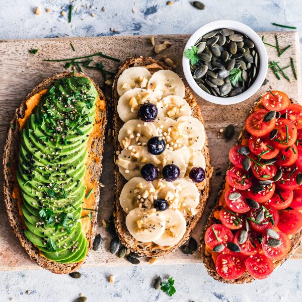 yam toast with toppings