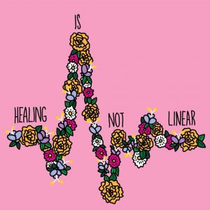 Quote Healing Is Not Linear image in pink