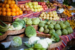 farmers market vegetable and fruit display