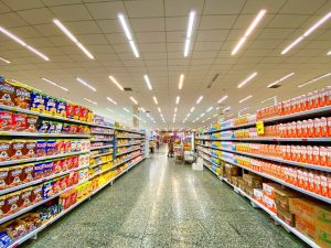 Grocery isle with packaged foods