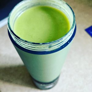 Matcha beverage in hand blender